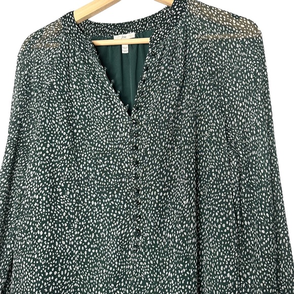 JOIE Green Artic Animal Print Green Dot Balloon Sleeve Dress - Picture 3 of 5